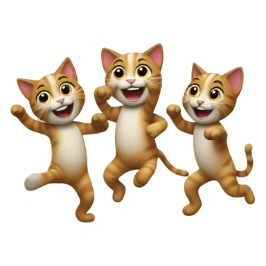 6 happy cats dancing the conga sticker