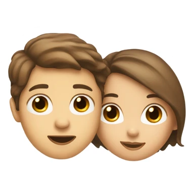Brown haired white boy and brown haired white girl kiss sticker