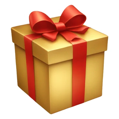 gold present with red bow sticker
