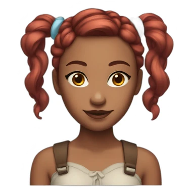 Woman with brown skin, fantasy red hair with two pigtails and light blue eyes  sticker