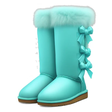 Realistic pair of tiffany blue fur Ugg boots  with ribbon bows. sticker