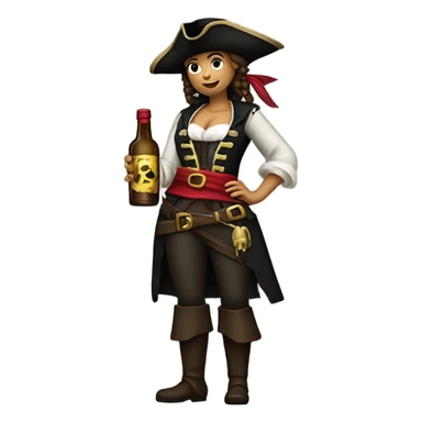 female pirate white with alcohol sticker