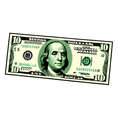3D realistic US 100 dollar bill sticker, slight perspective, centered, clean cutout, transparent background, no text, no watermark sticker
