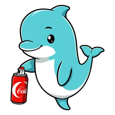 dolphin holding a Diet Coke can sticker