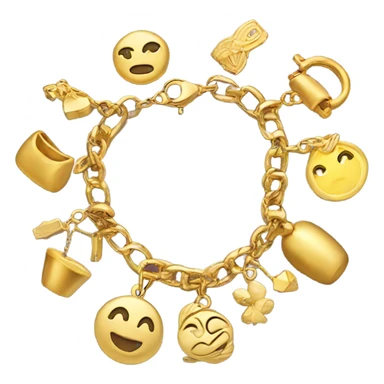 Realistic, gold charm bracelet with gold charms sticker