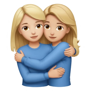Hug blond girl brown-hair girl sticker