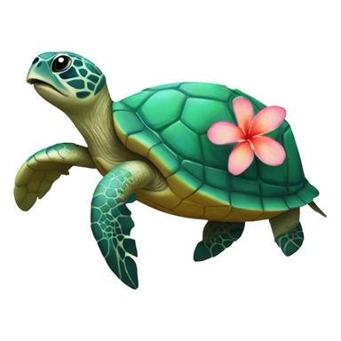 Sea turtle with Hawaiian flower sticker