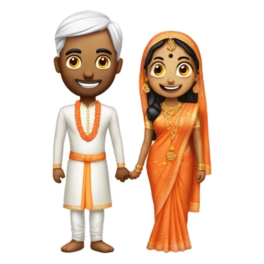 a man and woman saying vanakkam in hindu wedding sticker