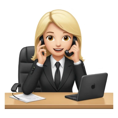 office-boss-excited-phone-desk-blonde sticker