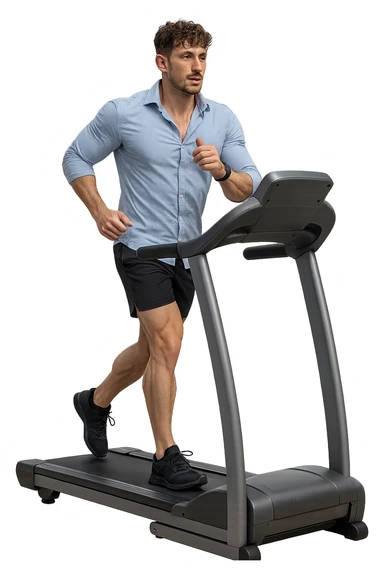 Uomo che sta facendo cardio correndo sul tapis roulant sticker