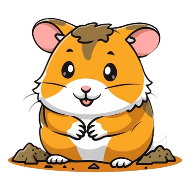 hamster covered in mud and dirt sticker