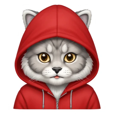 manul in a red hoodie sticker