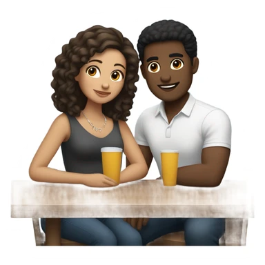 latina girlfriend black and white boyfriend brown hair on a date   sticker