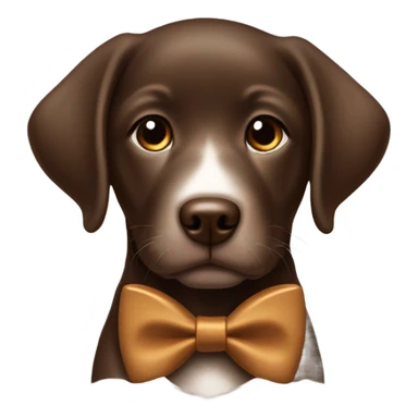 Chocolate labrador cute puppy with small white patch of fur on chest and rich caramel bow tie  sticker