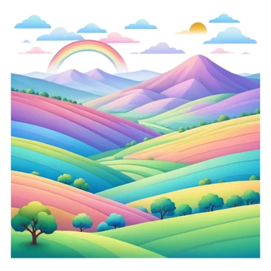  pastel rainbow valley landscape  sticker