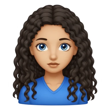 Girl with olive skin, blue eyes and dark semi curly long hair sticker