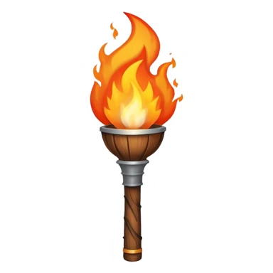 A flaming torch with a wooden handle, like an adventure movie torch sticker