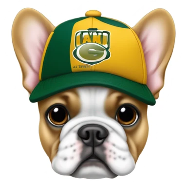 Tan French bulldog Greenbay Packer fan  sticker