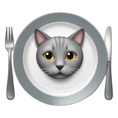 hungry-grey-cat-near-empty-plate sticker