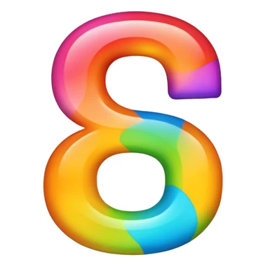 number 8 with painted with nultiple colurs sticker