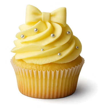 Change the icing to lemon, keep the realistic cupcake and accessories, photorealistic style, transparent background. sticker