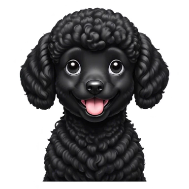 Cinematic Comical Black Poodle Portrait Emoji, Head tilted dramatically with an exaggeratedly amused expression, featuring a glossy, curly jet-black Fur with a lively bounce, wide, expressive dark eyes filled with playful disbelief, Simplified yet hilariously expressive features, highly detailed, glowing with a slightly sassy glow, high shine, dramatic yet playful, stylized with an air of cheeky mischief, bright and endearing, soft glowing outline, capturing the essence of a spirited and over-the-top companion, so meme-worthy it feels like it could side-eye its way into internet fame instantly! sticker