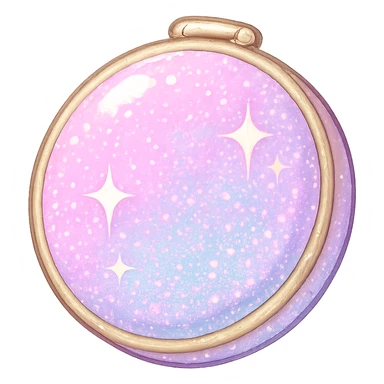 girly sparkling compact mirror, pastel, no background sticker