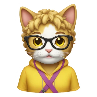 Cat nerd yellow emoji lesbian sticker