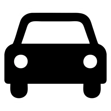 car, solid black icon style, filled silhouette, no color, high contrast sticker