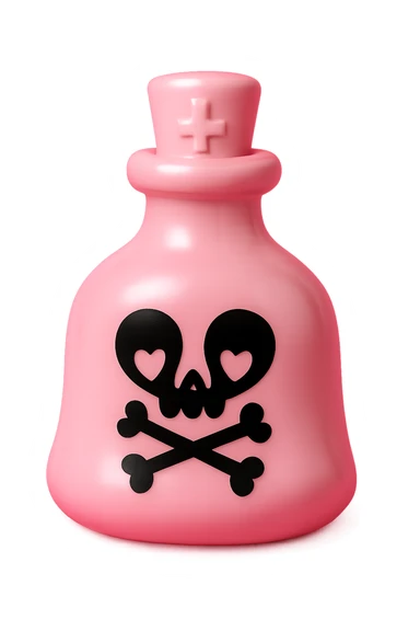 pink goth potion bottle, collectible and gothic sticker