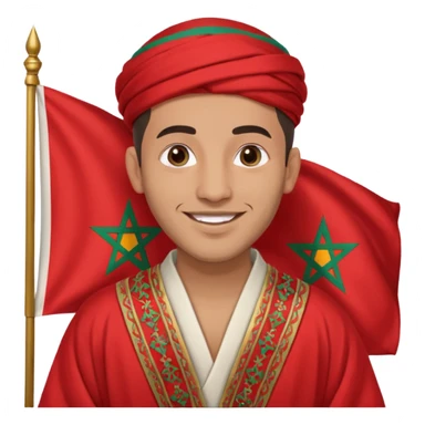 Un homme avk le drapeau Du Maroc sur le dos et qui est normal sans rien sur lui sticker