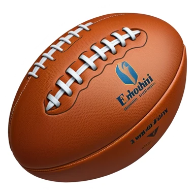 Cinematic Realistic image of a rugged rugby ball with detailed leather textures and precise stitching, rendered against a sunlit field backdrop with dynamic natural lighting that emphasizes its robust character sticker