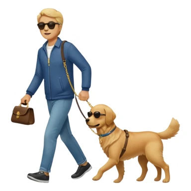 man walking with dog sticker