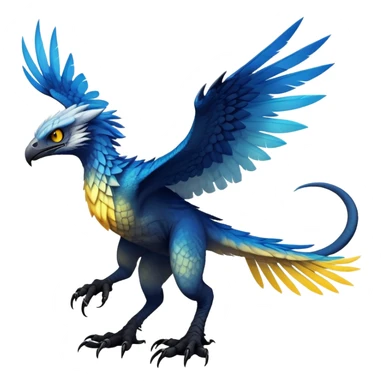  Cool Edgy blue-yellow-black-gradient ethereal badass Raptor-Fionbri-Vernid-Trico-animal-creature full body  sticker
