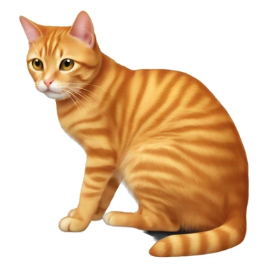 Orange tabby cat doing work on a computer  sticker