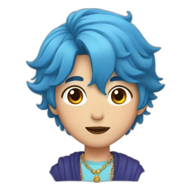 Korean guy with blue hair and jewellery  sticker