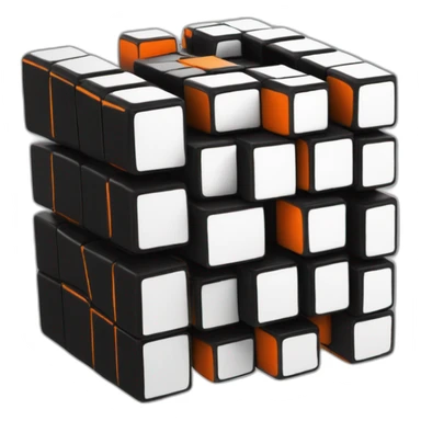 rubik cube black with orange details sticker