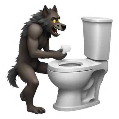 Werewolf using the toilet sticker