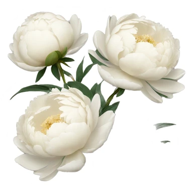 3 Creamy white peonies with stems sticker