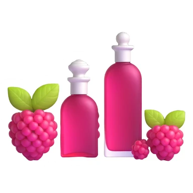 AVON women's perfume bottle next to raspberry bottle sticker