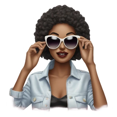 Hyper Realistic beautiful high fashion model putting on sunglasses  sticker