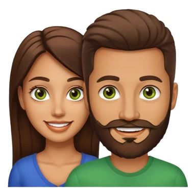 Naked Latina woman brown eyes with white man with brown beard and green eyes sticker