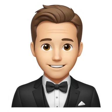 Ryan Reynolds with suit with bow tie sticker