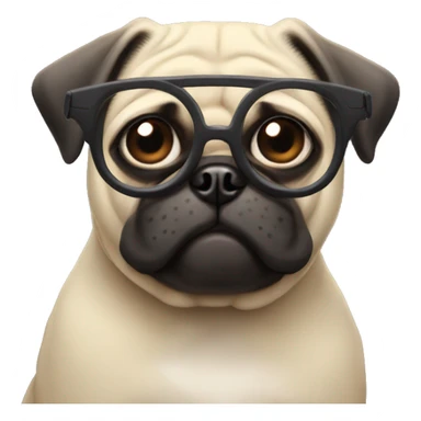 cunning pug dog with glasses sticker