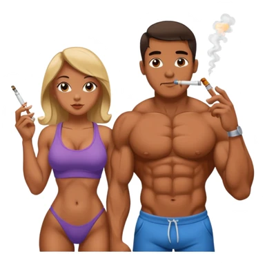 Bodybuilder and girlfriend smoking a Crack pipe sticker