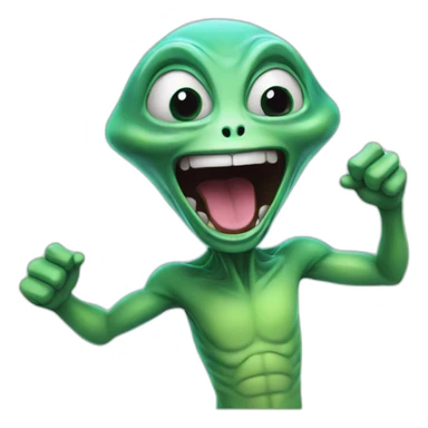 Excited alien sticker