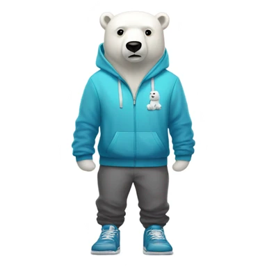A polar bear wearing a hoodie joggers and gym shoes  sticker