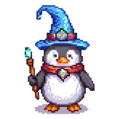 A penguin wizard sticker