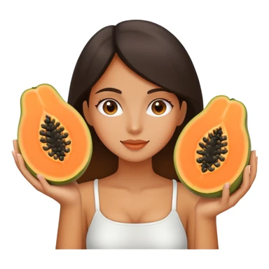 Girl holding papaya sliced in half sticker