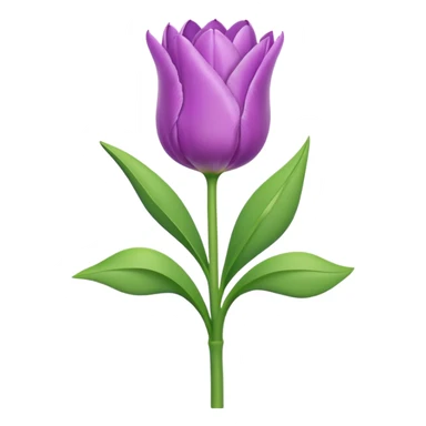 Lilac single tulip with leaves and stem sticker